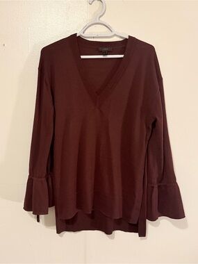J. Crew V-Neck Bell Sleeve Top - Brown